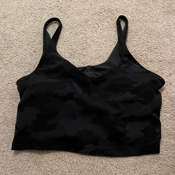 lulu lemon black camo sports bra/crop top C/D cup - Picture 1 of 2